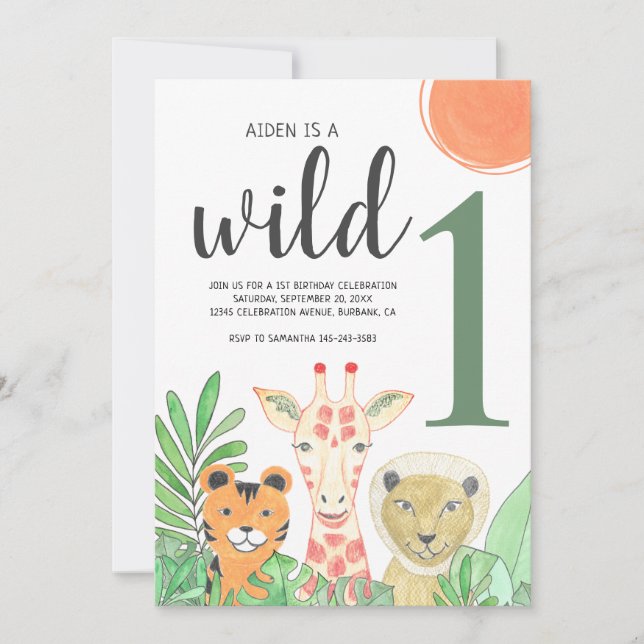 Invitación El primer cumpleaños de Wild One Boy (Anverso)