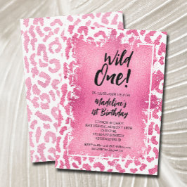 Invitación El primer cumpleaños de Wild One Pink Leopard