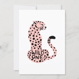Invitación El primer cumpleaños de Wild One Pink Leopard