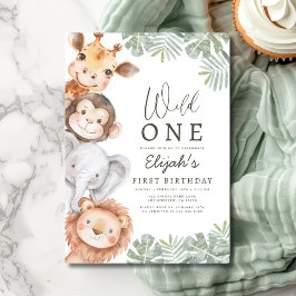 Invitación El primer cumpleaños de Wild One Safari Boy
