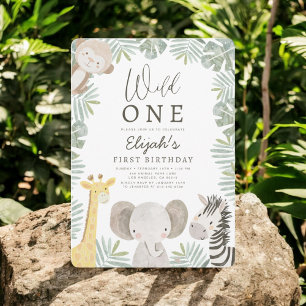 Invitación El primer cumpleaños de Wild One Safari Boy