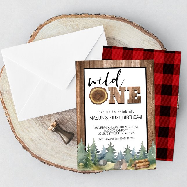 Invitación El primer cumpleaños de Woodland Wild One Boy (Subido por el creador)