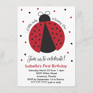 Invitación El primer cumpleaños del chica rojo de la