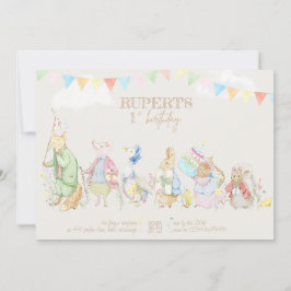 Invitación El primer cumpleaños del conejo, Peter Neutral de 