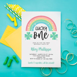 Invitación El primer cumpleaños del Green Clover y el Rainbow