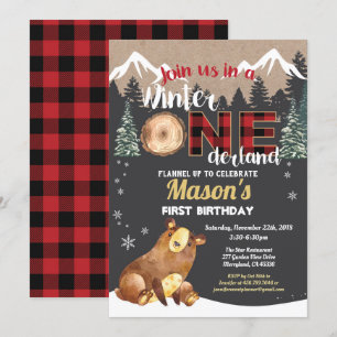 Invitación El primer cumpleaños del invierno en el interior d