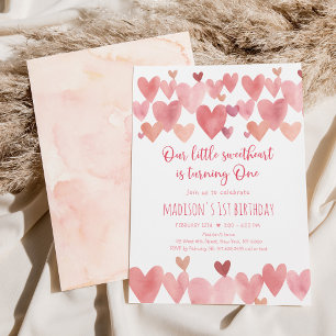 Invitación El primer cumpleaños del pequeño corazón del Boho