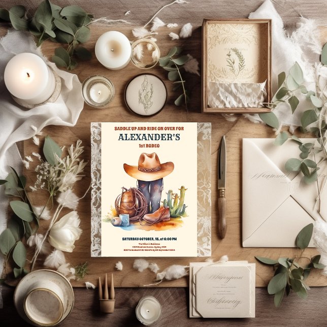 Invitación El primer cumpleaños del Rodeo de Wild West Cowboy (Subido por el creador)