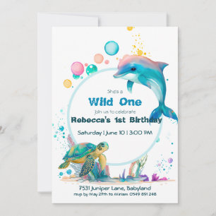 Invitación El primer cumpleaños submarino lindo