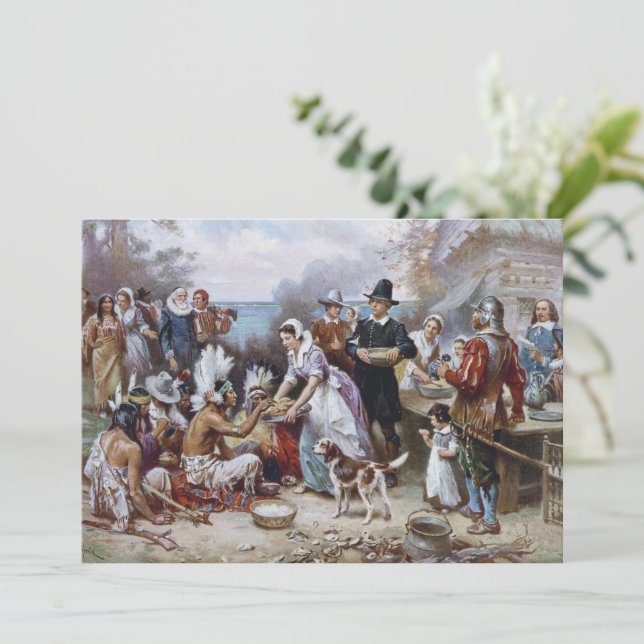 Invitación El primer día de acción de gracias de Jean Ferris  (Anverso de pie)