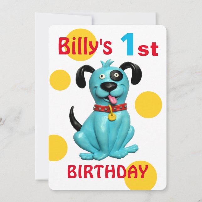 Invitación El primer Fiesta de cumpleaños del bebé, niño cach (Anverso)