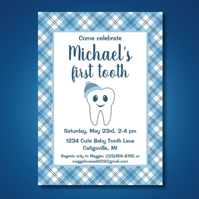 Invitación El primer Fiesta dental de niño pequeño con una ma (Subido por el creador)