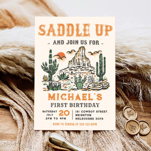 Invitación El primer rodeo del primer cumpleaños del desierto