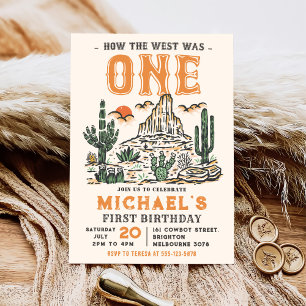 Invitación El primer rodeo del primer cumpleaños del desierto