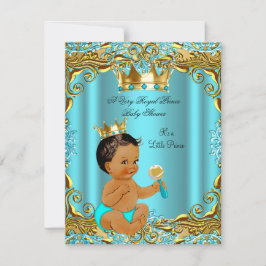 Invitación El príncipe dorado de Baby Shower de la etnia Aqua