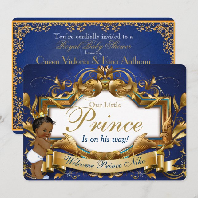 Invitación El Príncipe Real de África Fancy Royal Blue and Go (Anverso / Reverso)