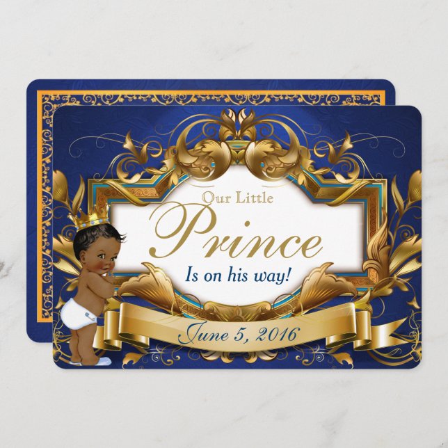 Invitación El Príncipe Real de África Fancy Royal Blue and Go (Anverso / Reverso)