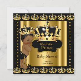Invitación El príncipe real de la etnia Baby Shower Black Gol
