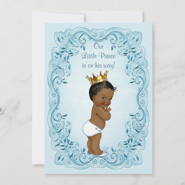 Invitación El Principito Azul deja Baby Shower (Anverso)