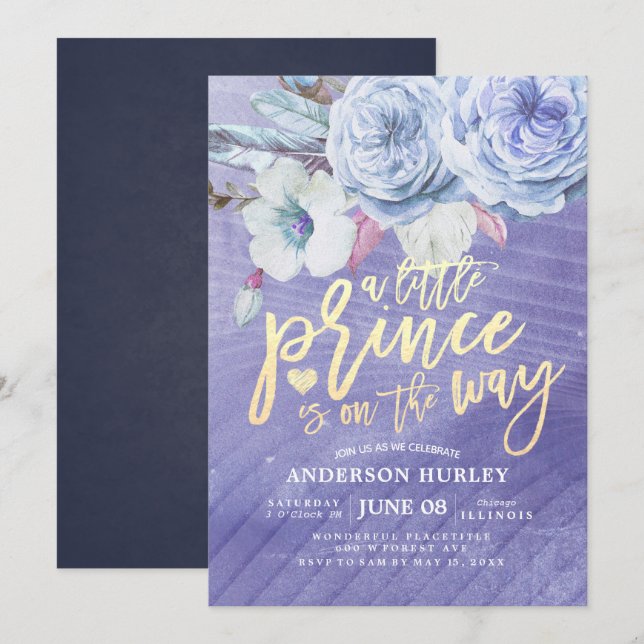 Invitación El principito de Baby Shower está en camino (Anverso / Reverso)