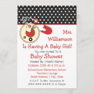 Invitación El profesor Baby Shower invita - rojo y negro