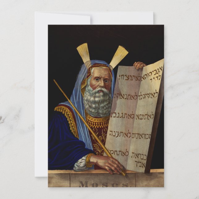 Invitación El profeta Moisés con los comprimidos de la ley (Anverso)
