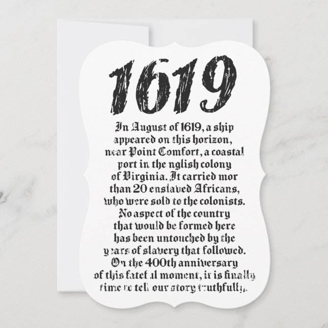 Invitación El Proyecto 1619 estableció la historia negra esta (Anverso)