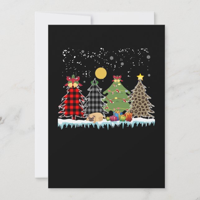 Invitación el pug duerme durante la temporada de Navidad (Anverso)