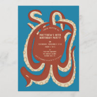 El pulpo rojo ladrillo bajo el Fiesta marino