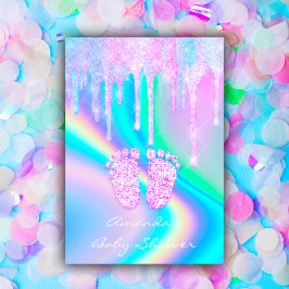 Invitación El Purpurina de Baby Shower Girly Feet gotea sobre