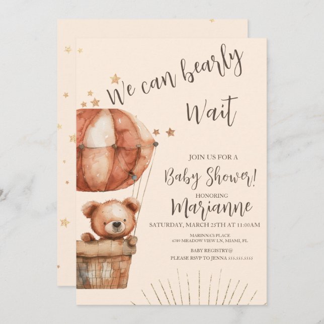 Invitación El Purpurina de Baby Shower Stars Rustic (Anverso / Reverso)