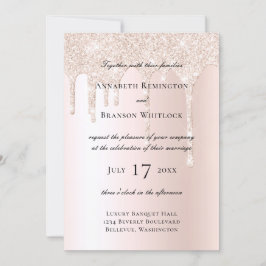 Invitación El Purpurina de champagne de Rubor conduce una ele