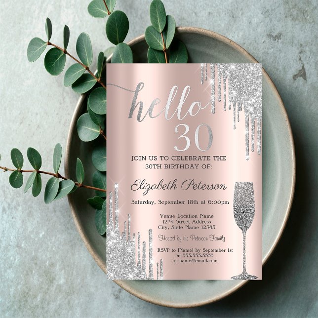 Invitación El Purpurina de plata tira vidrio vitivinícola 30  (Subido por el creador)
