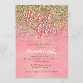 Invitación El purpurina del rosa y del melocotón asperja Baby