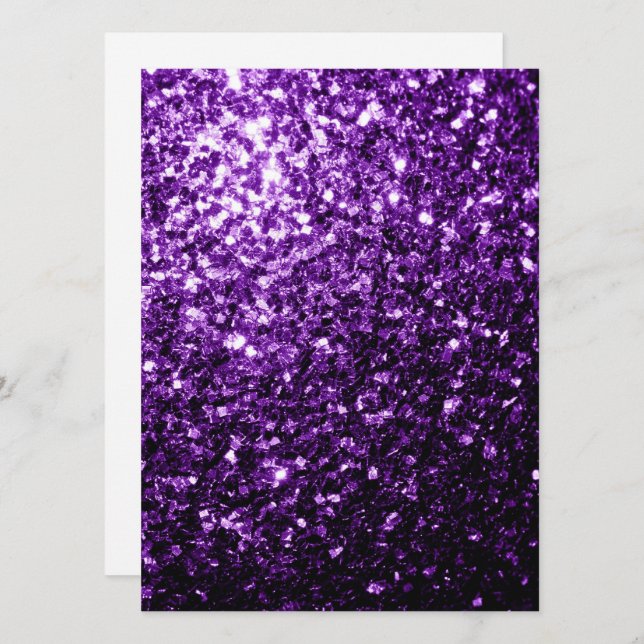 Invitación El purpurina morado oscuro chispas personaliza (Anverso / Reverso)