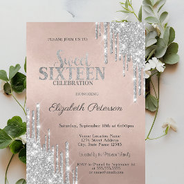 Invitación El Purpurina plateado moderno de Guay gotea dulce 