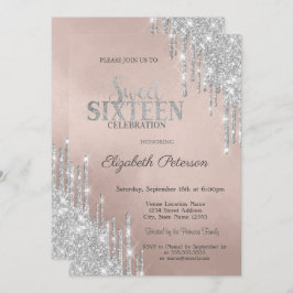 Invitación El Purpurina plateado moderno de Guay gotea dulce 