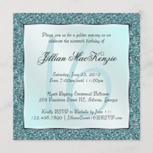 Invitación El purpurina verde azulado chispeante elegante del