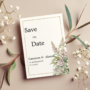 Invitación El ramo de flores de menta rosa botánico Save the