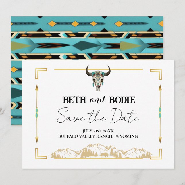 Invitación El rancho Tatanka Bison Yellowstone Guarda la fech (Anverso / Reverso)