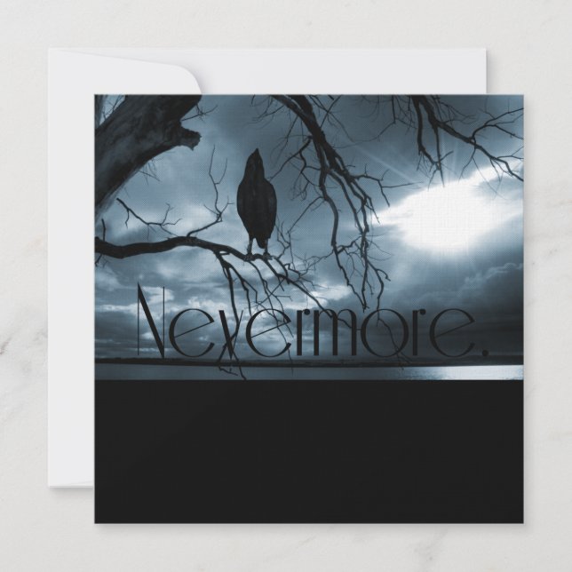 Invitación El Raven - Nevermore Sunbeams & Tree Blue (Anverso)