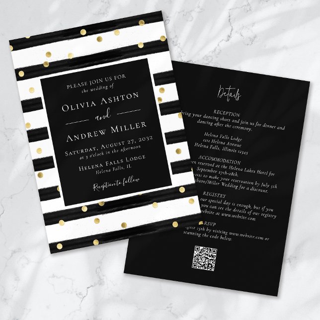 Invitación El Relieve metalizado dorado de banda se ubica QR  (Subido por el creador)