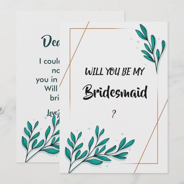 Invitación El Relieve metalizado dorado floral verde deja a l (Anverso / Reverso)