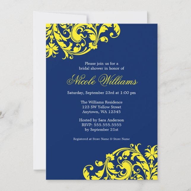 Invitación El remolino de los azules marinos y del amarillo (Anverso)