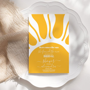 Invitación El retro amarillo viene aquí la ducha de las novia
