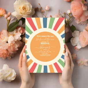Invitación El retro moderno viene de la ducha de las novias S