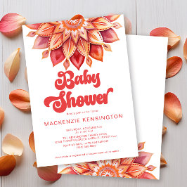 Invitación El retro rosado boho moderno Baby Shower hippie