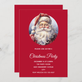 Invitación El retro Santa Claus en un Navidad Gorra rojo