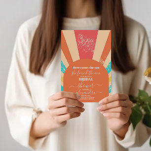 Invitación El retro viene aquí, la ducha de las novias solare