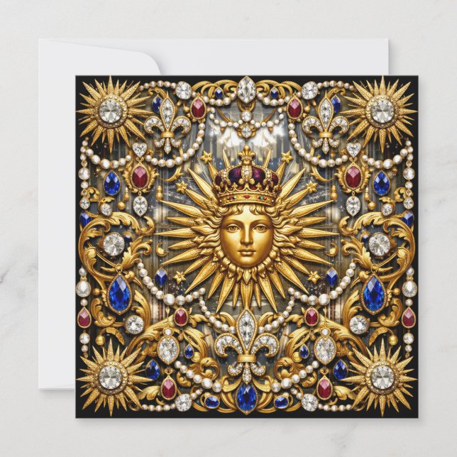 Invitación El Rey Sol Versalles francés ornamentado (Anverso)